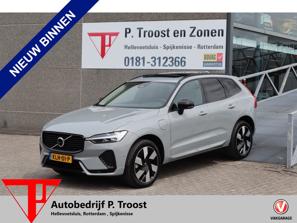 Volvo XC60 2.0 T8 Plug-in hybrid AWD Dark Soh 100% FABRIEKSGARANTIE Panoramadak/Stoelverwarming v+a/Stuurverwarming/Harman kardon audio/360 graden camera/Elektrische stoelen met geheugen/Adaptieve cruis control/Lane assist/Apple carplay/Elektrische achterklep — foto 1 van 25